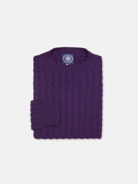 MADE-IN-SCOTLAND PURPLE CABLE KNIT CASHMERE SWEATER