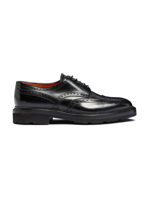 Men's black leather Derby brogue shoe