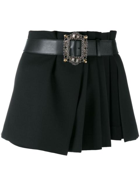 pleated wrap mini skirt