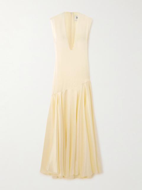 Edan Pleated Silk-satin Gown