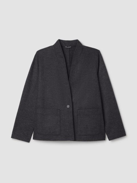 Mélange Boiled Wool Jersey High Collar Jacket in Regenerative Wool