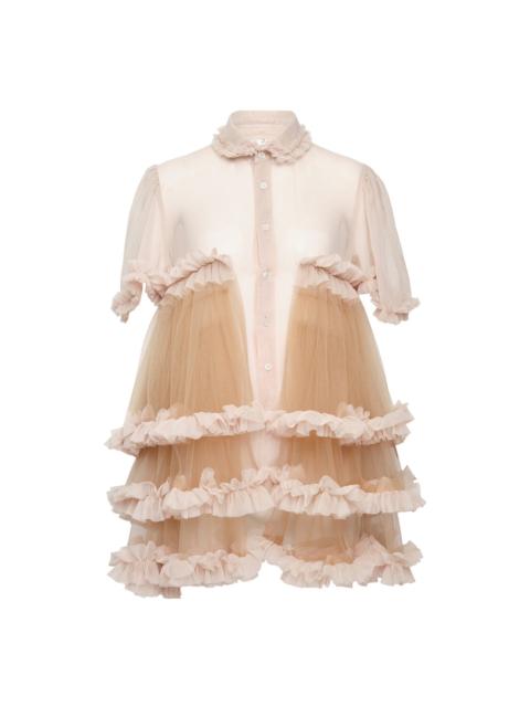 Polyester Georgette x Nylon Tulle Blouse