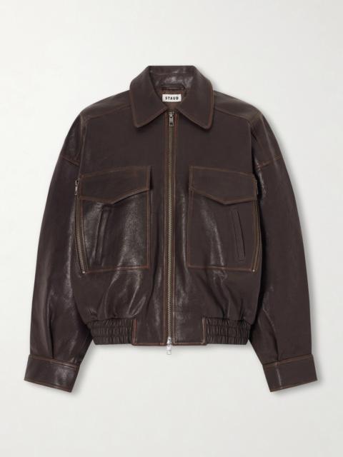 Eugene Oversized Textured-leather Bomber Jacket