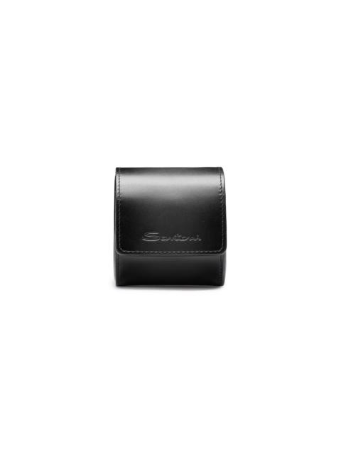 Black leather small watch case