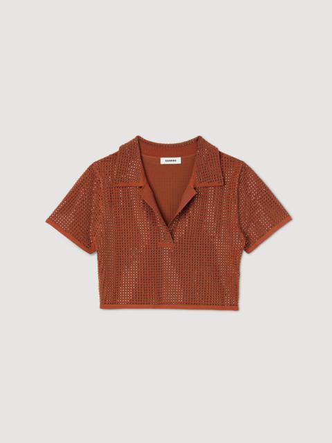 Cropped rhinestone sweater