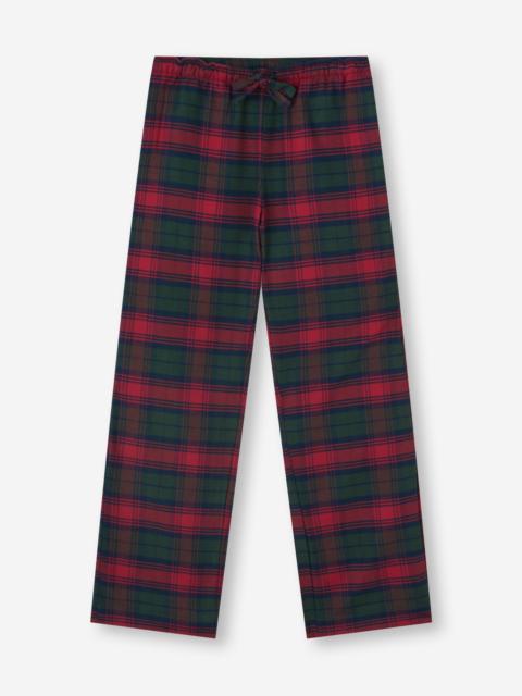 Women's Lounge Pants Kelburn Brushed Cotton Burgundy Red & Green Check