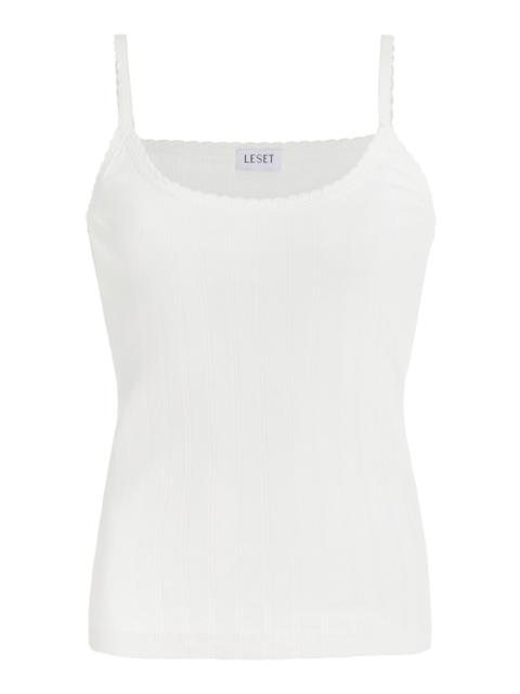 Pointelle-Knit Cotton Tank Top white