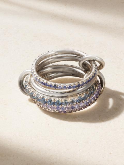 Iris Set Of Four Sterling Silver Multi-stone Rings