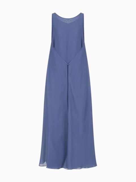 TECHNICAL GEORGETTE LONG DRESS WITH FRONT PANEL
