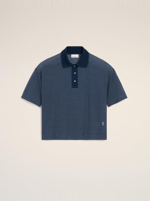 BLUE COTTON STRIPED AMI DE COEUR POLO