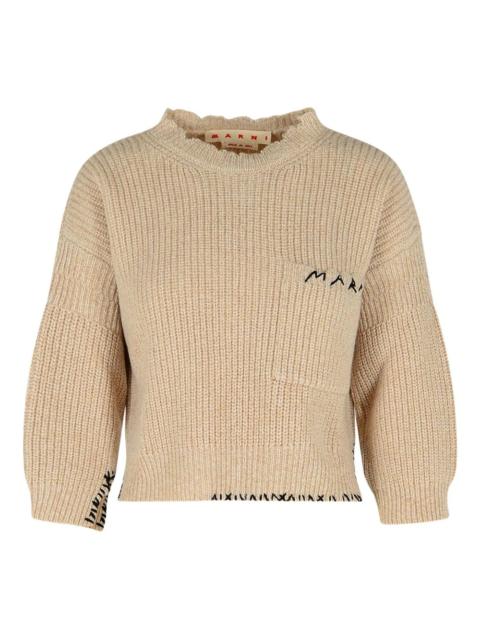 logo-embroidered side-split sweater