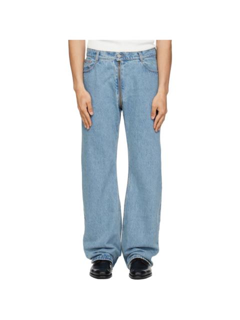Blue Allover Zip O-Leg Jeans