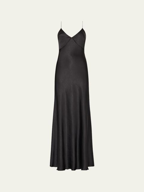 Addie Cutout Hammered Satin Cami Maxi Dress