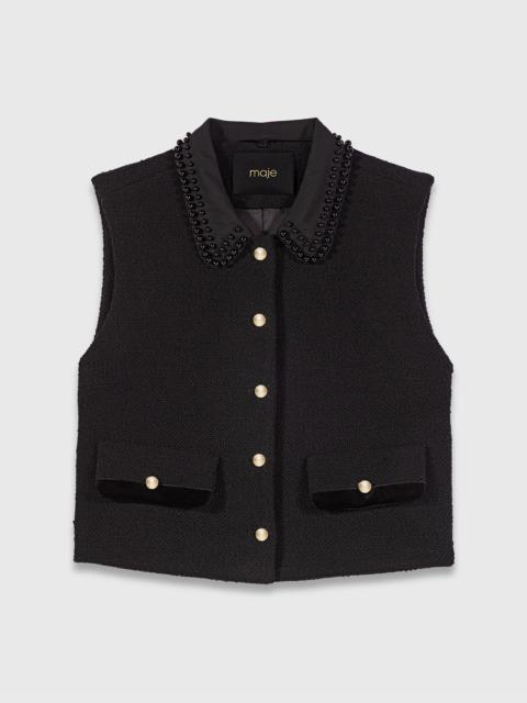 Tweed top with removable collar