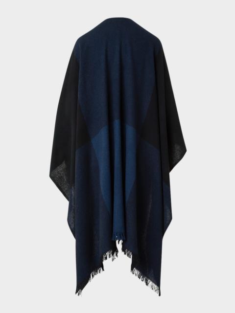 Check Wool-Cashmere Fringed Cape Scarf