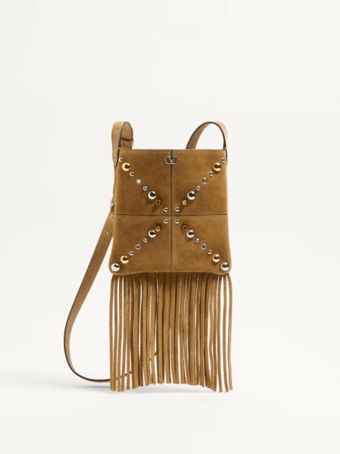 VALENTINO GARAVANI NELLCÔTE SMALL SHOULDER BAG IN SUEDE WITH FRINGES
