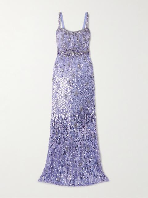 Zodiac Crystal And Sequin-embellished Tulle Gown