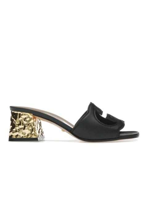 Gucci Interlocking G Leather Sandals Black Golden (Women's)