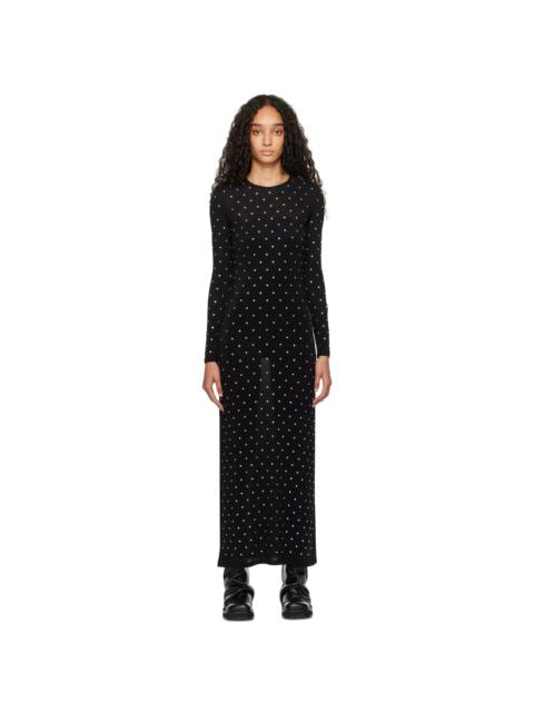 Black Crystal-Embellished Maxi Dress