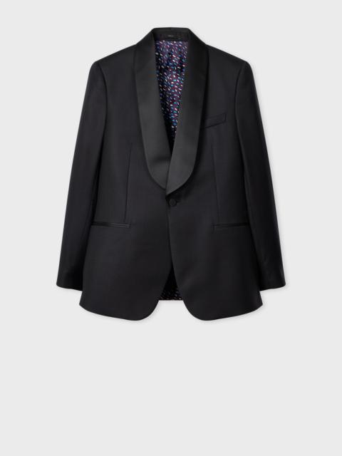 Black Wool-Silk Jacquard Evening Blazer