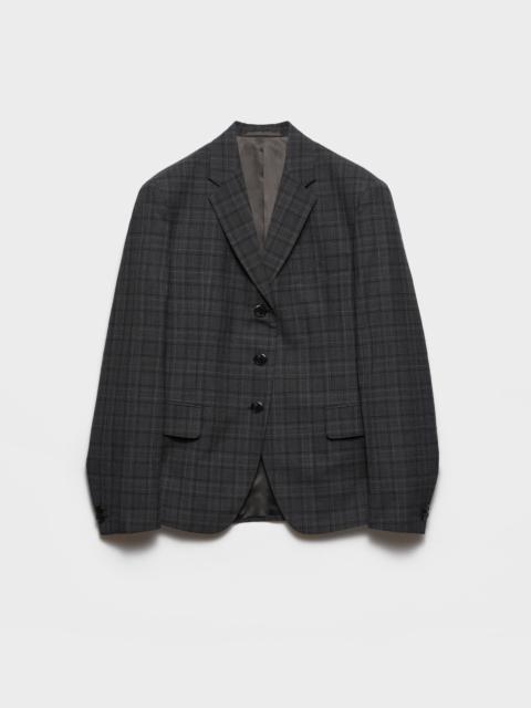 Single-breasted Prince Of Wales checked wool jacket