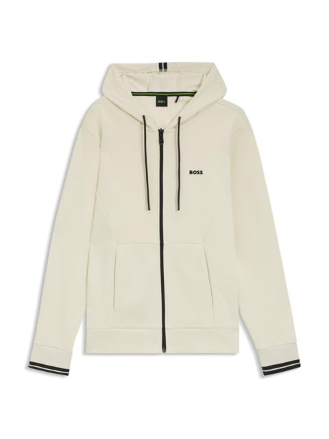 COTTON ZIP-UP HOODIE WITH STRIPE DETAILS