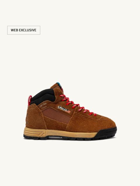 MALGA CORTINA IN CHESTNUT AND FLAME SCARLET SUEDE