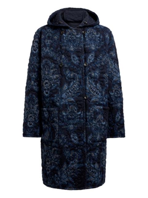 paisley quilted hooded coat