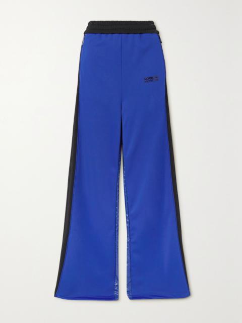 + adidas Originals shell-trimmed two-tone jersey wide-leg track pants Blue