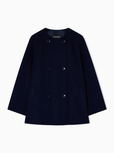 DOUBLE-BREASTED WOOL AND CASHMERE PEA COAT