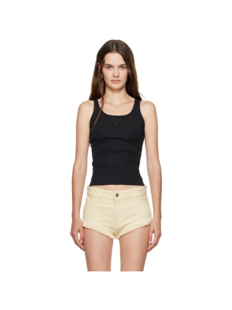 Black 'MA' Embroidery Tank Top