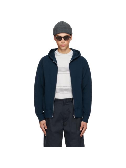 Navy Zip-Up Thermal Hoodie
