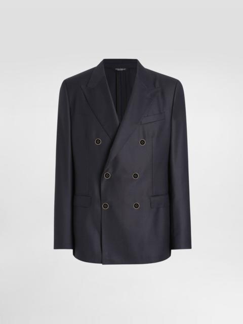 Double-breasted taormina jacket in bird's eye wool