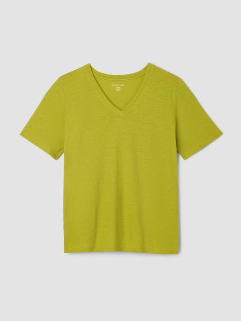 Organic Cotton Slubby Jersey V-Neck Tee