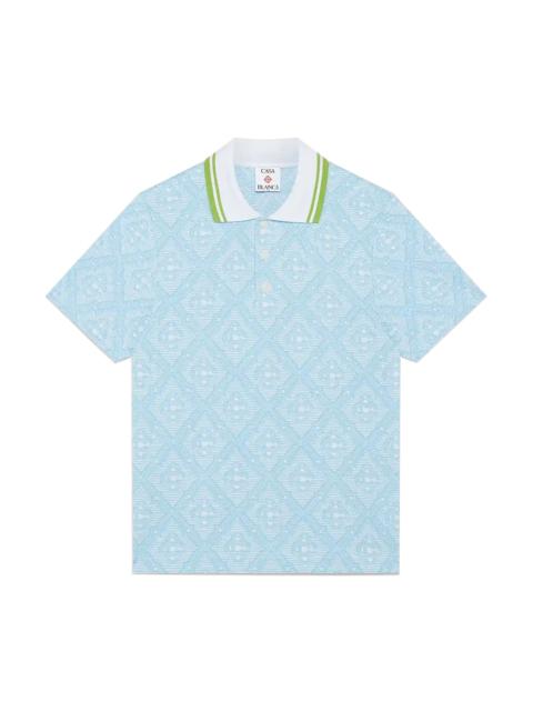 Pale Blue Jacquard Short Sleeve Jacquard Polo Shirt