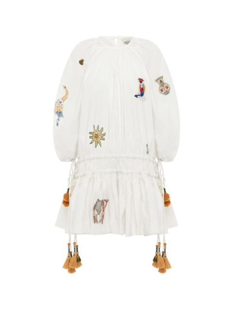 Carmine Embroidered Mini Dress