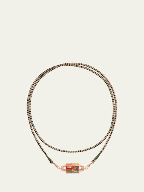 18k Rose Gold Diamond and Sapphires Box Locket Cord Necklace