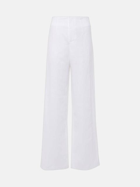Isotta high-rise linen straight pants
