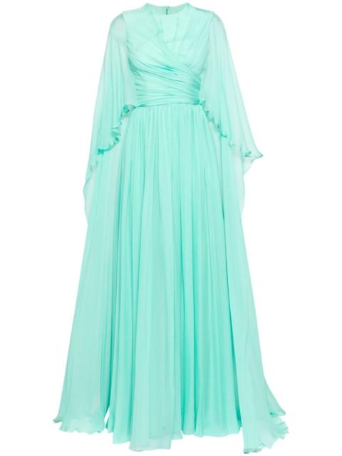 flared chiffon gown