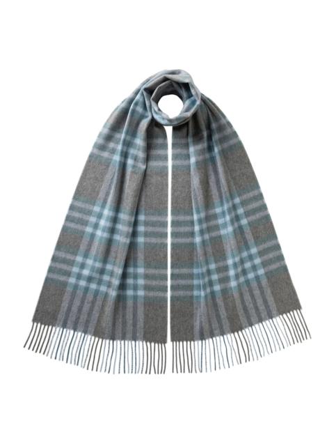 Grid Check Blue Cashmere Scarf