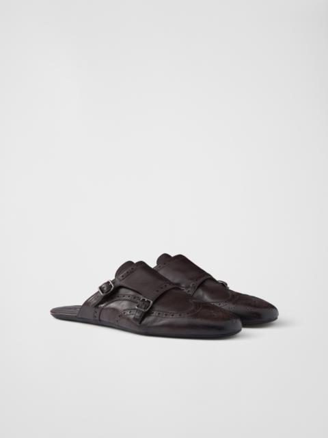Double monk strap leather mules