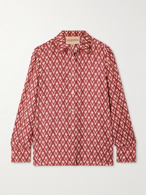 Printed silk-twill shirt Red
