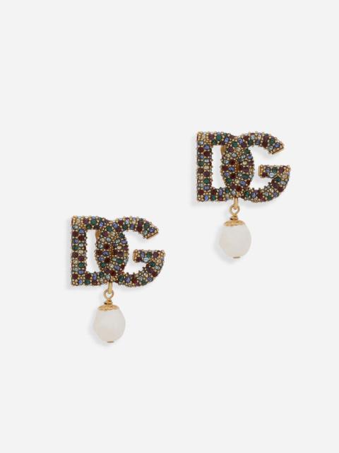 DG-logo earrings with colorful rhinestones and pearls
