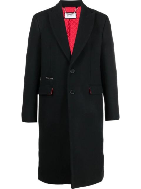 graffiti-print single-breasted coat