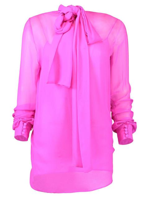 Tie Neck Button Down Blouse