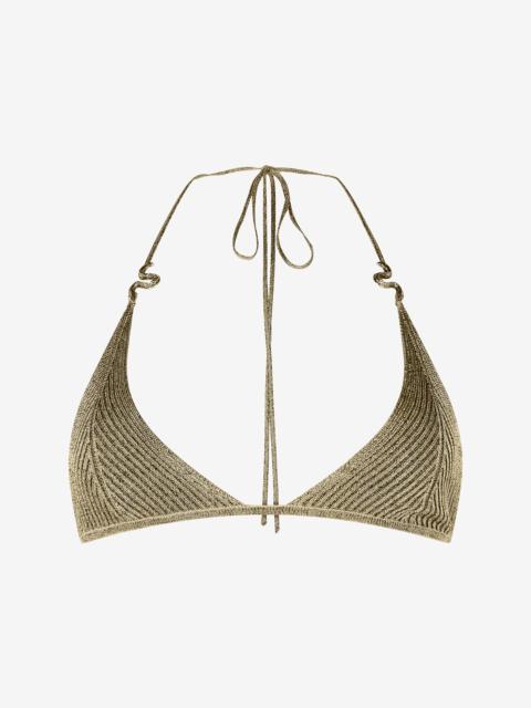 Ribbed Black and Gold Bralette with Serpents