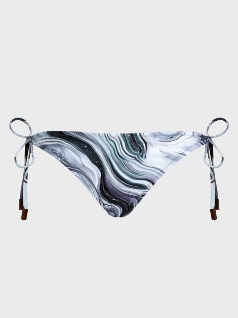 WOMEN SIDE TIE BIKINI BOTTOM MARBLE