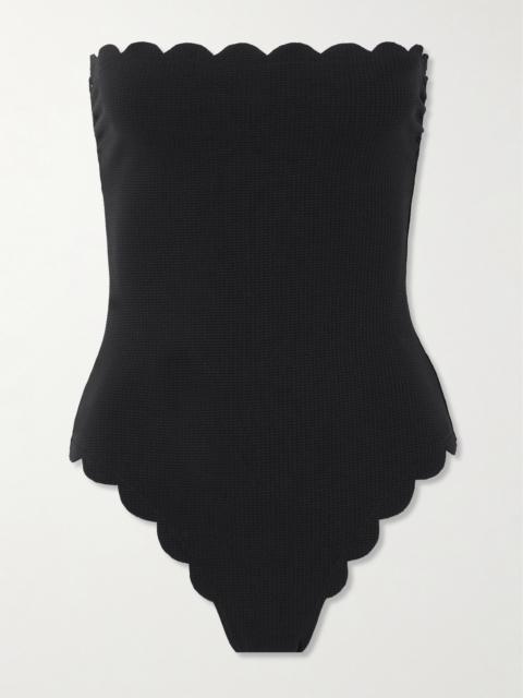 Chesapeake Reversible Strapless Scalloped Stretch-crepe Swimsuit