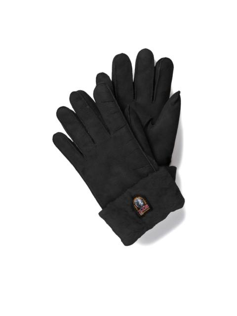 logo-patch suede gloves