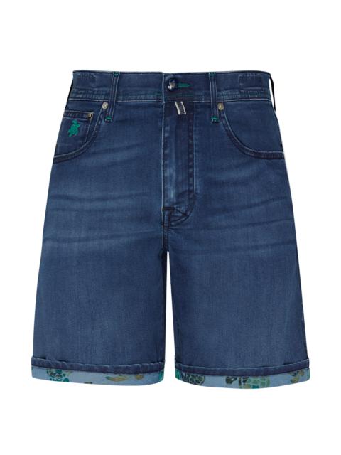 Men Denim Bermuda Shorts Tahiti Turtles